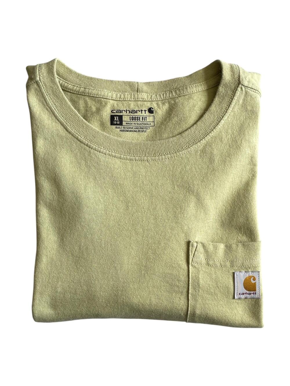 Carhartt Boys XL 16/18 Pocket T-Shirt Green  Loose Fit Cotton Tee CLEAN!